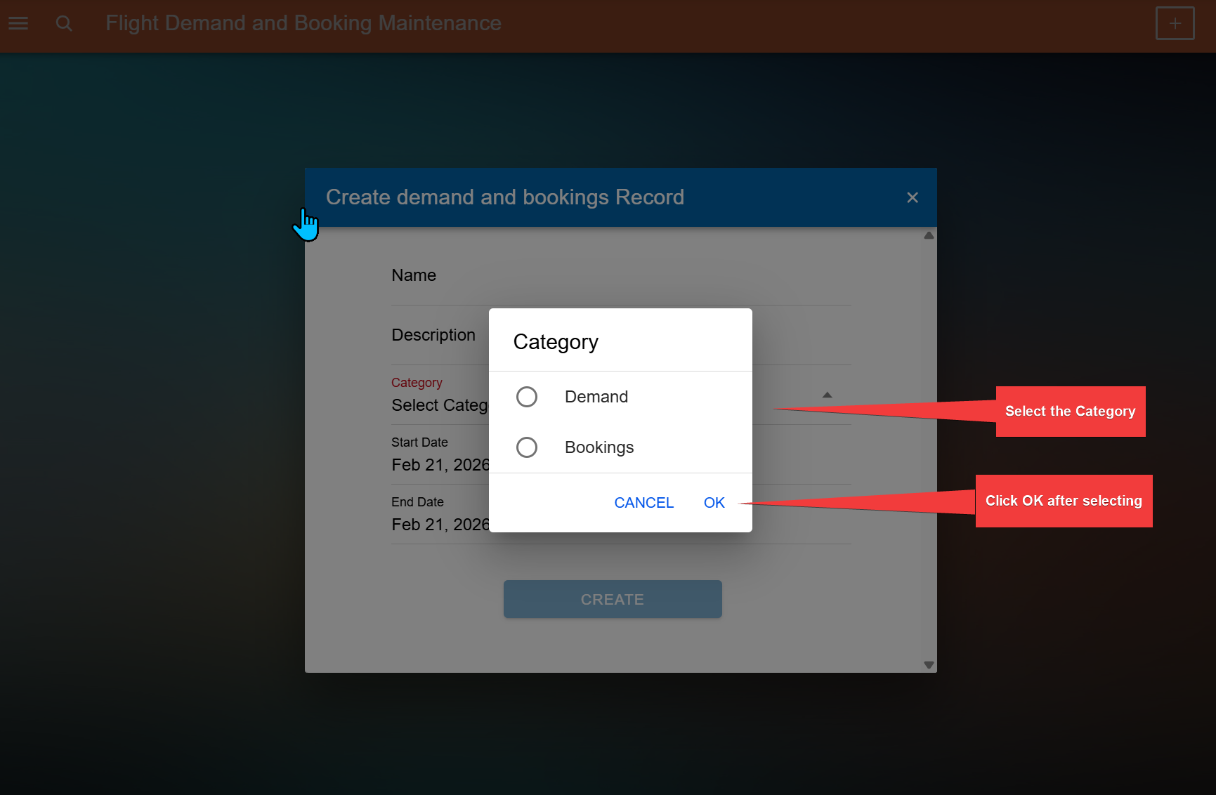 Category selection