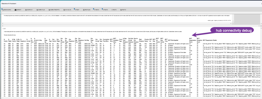 Hub connectivity debug output